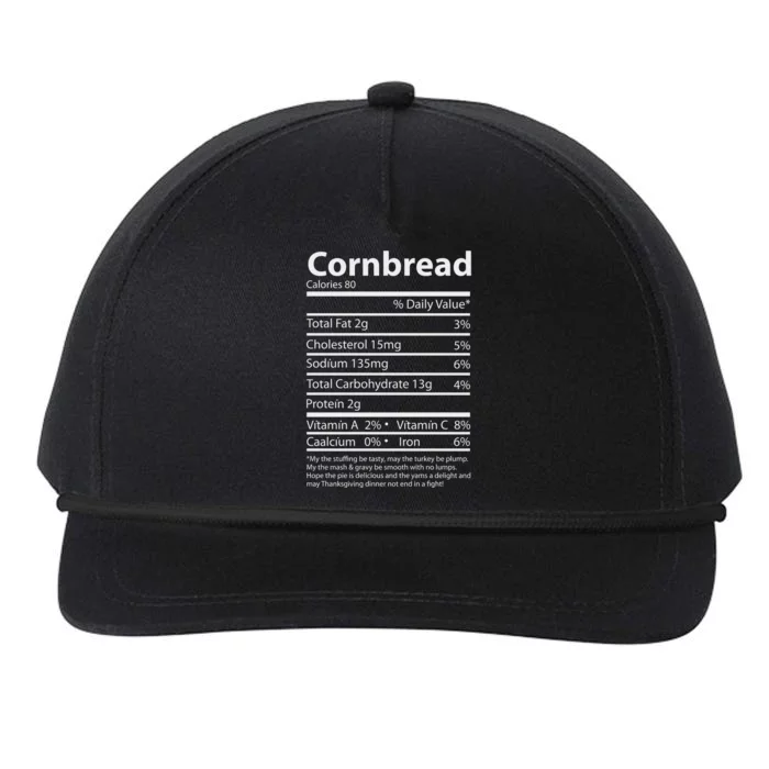 Cornbread Nutrition Facts Funny Thanksgiving Food Snapback Five-Panel Rope Hat