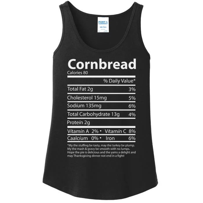 Cornbread Nutrition Facts Funny Thanksgiving Food Ladies Essential Tank