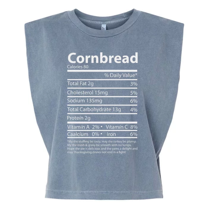 Cornbread Nutrition Facts Funny Thanksgiving Food Garment-Dyed Women's Muscle Tee