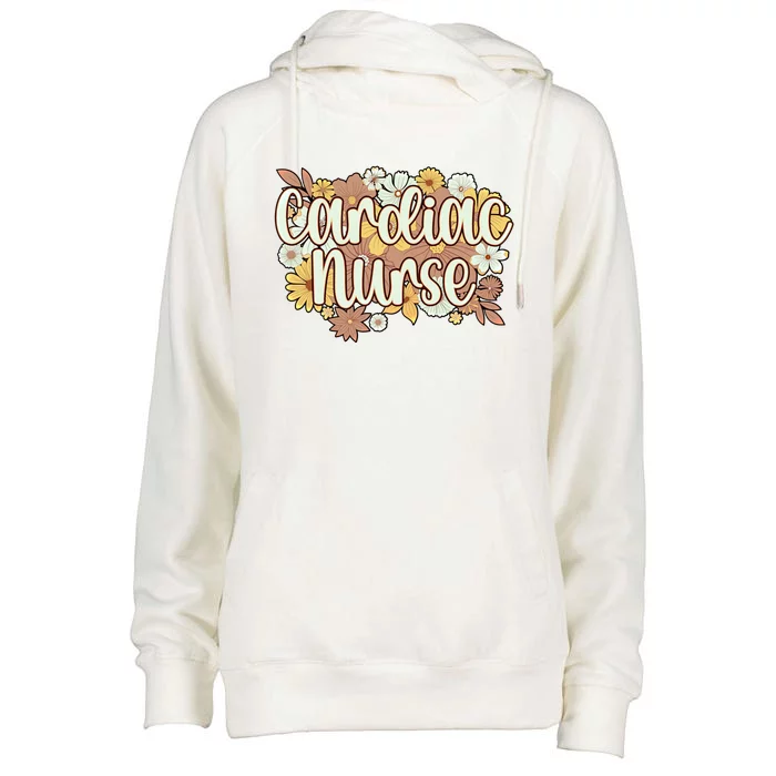 Cardiac Nurse Flowers Cardiac Nursing Funny Gift Womens Funnel Neck Pullover Hood