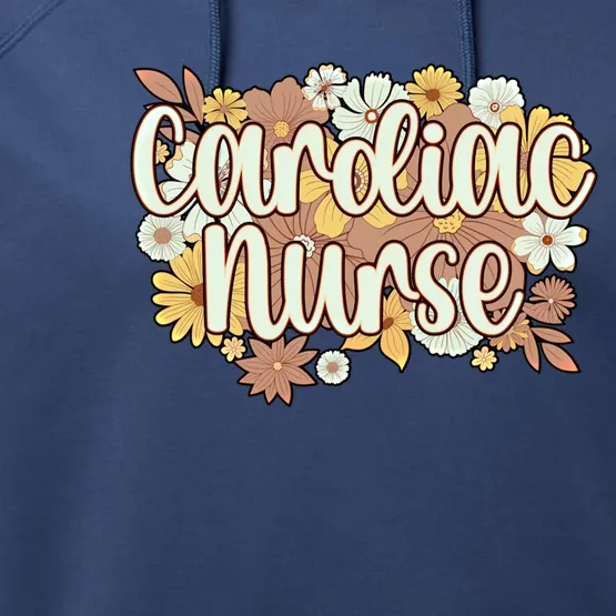 Cardiac Nurse Flowers Cardiac Nursing Funny Gift Performance Fleece Hoodie