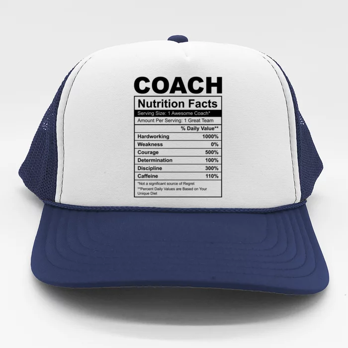 Coach Nutrition Facts Funny Trucker Hat