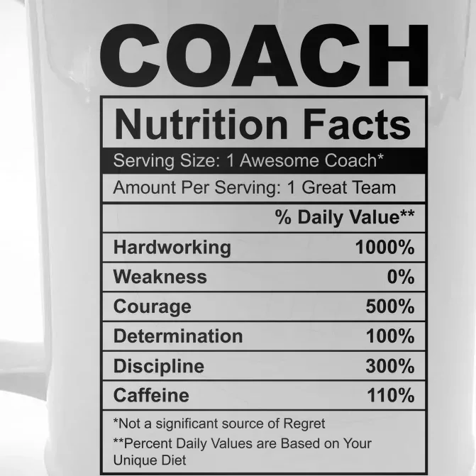 Coach Nutrition Facts Funny Front & Back Beer Stein