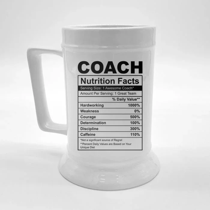 Coach Nutrition Facts Funny Front & Back Beer Stein