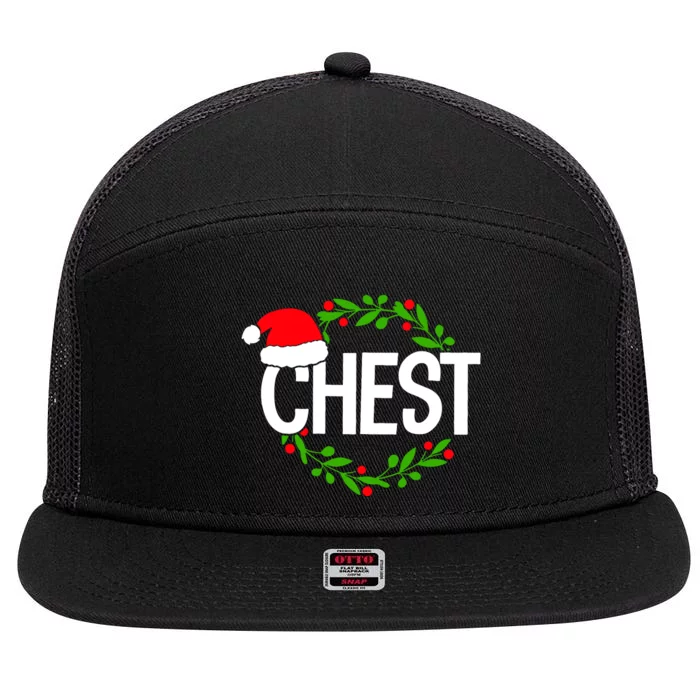 Chest Nuts Funny Matching Chestnuts Christmas Couples Nuts 7 Panel Mesh Trucker Snapback Hat