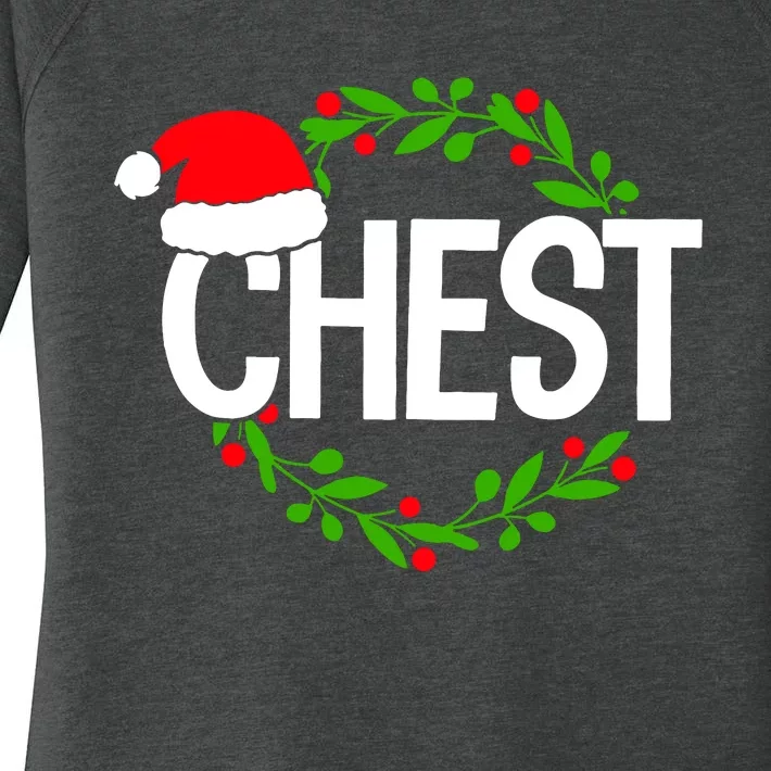 Chest Nuts Funny Matching Chestnuts Christmas Couples Nuts Women's Perfect Tri Tunic Long Sleeve Shirt