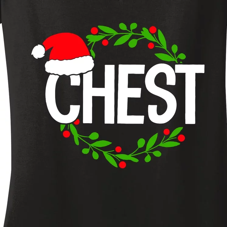 Chest Nuts Funny Matching Chestnuts Christmas Couples Nuts Women's V-Neck T-Shirt