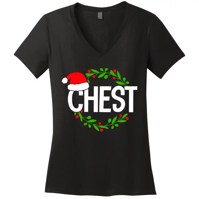 Chest Nuts Funny Matching Chestnuts Christmas Couples Nuts Women's V-Neck T-Shirt