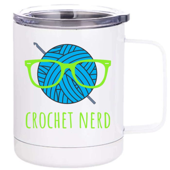 Crochet Nerd Funny Grandma Mom Crocheting Yarn Lover Gift Front & Back 12oz Stainless Steel Tumbler Cup