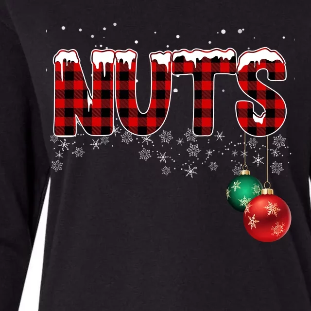 Chest Nuts Funny Matching Chestnuts Christmas Couples Womens Cotton Relaxed Long Sleeve T-Shirt