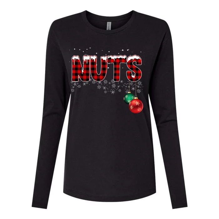 Chest Nuts Funny Matching Chestnuts Christmas Couples Womens Cotton Relaxed Long Sleeve T-Shirt