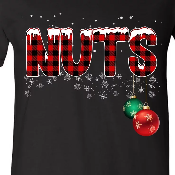 Chest Nuts Funny Matching Chestnuts Christmas Couples V-Neck T-Shirt