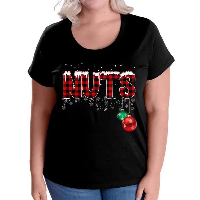 Chest Nuts Funny Matching Chestnuts Christmas Couples Women's Plus Size T-Shirt