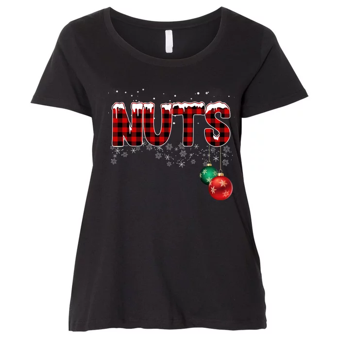 Chest Nuts Funny Matching Chestnuts Christmas Couples Women's Plus Size T-Shirt
