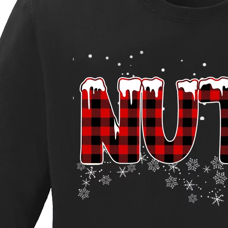 Chest Nuts Funny Matching Chestnuts Christmas Couples Ladies Missy Fit Long Sleeve Shirt