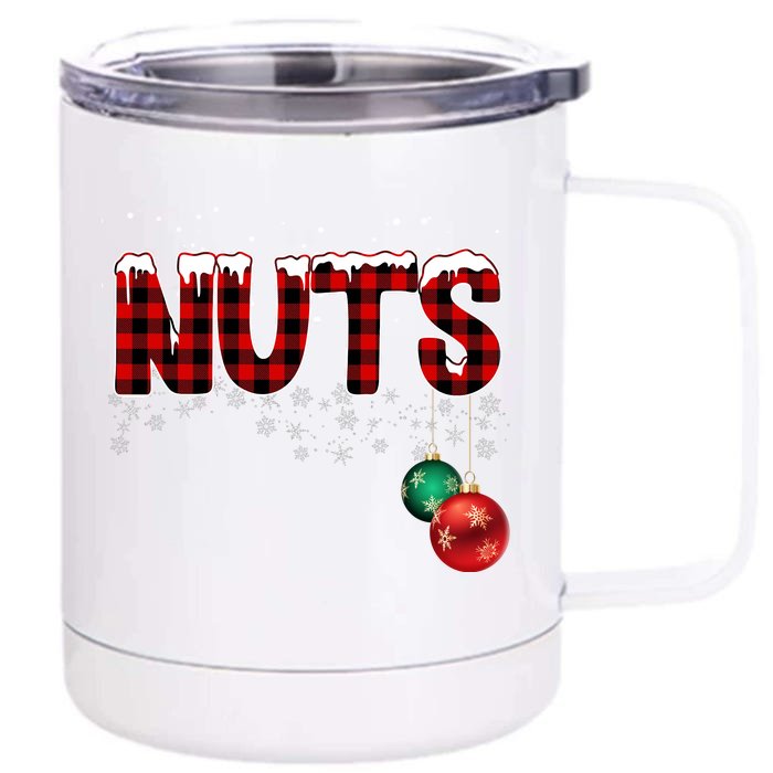 Chest Nuts Funny Matching Chestnuts Christmas Couples Front & Back 12oz Stainless Steel Tumbler Cup