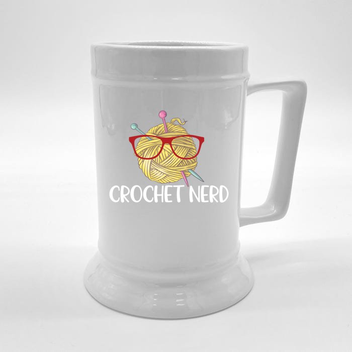 Crochet Nerd Funny Grandma Mom Crocheting Yarn Lover Gift Front & Back Beer Stein