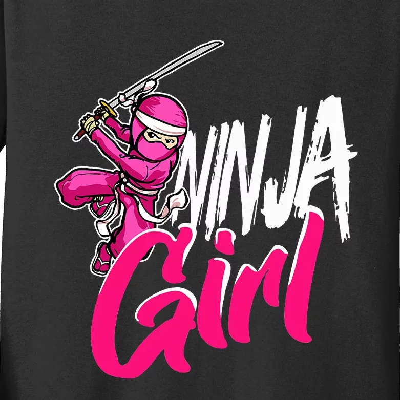 Cute Ninja Fighter Costume Ninja Kids Long Sleeve Shirt