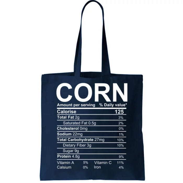 Corn Nutrition Facts Label Tote Bag