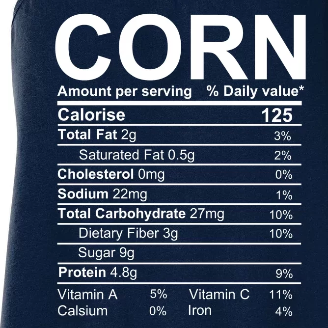 Corn Nutrition Facts Label Women's Racerback Tank