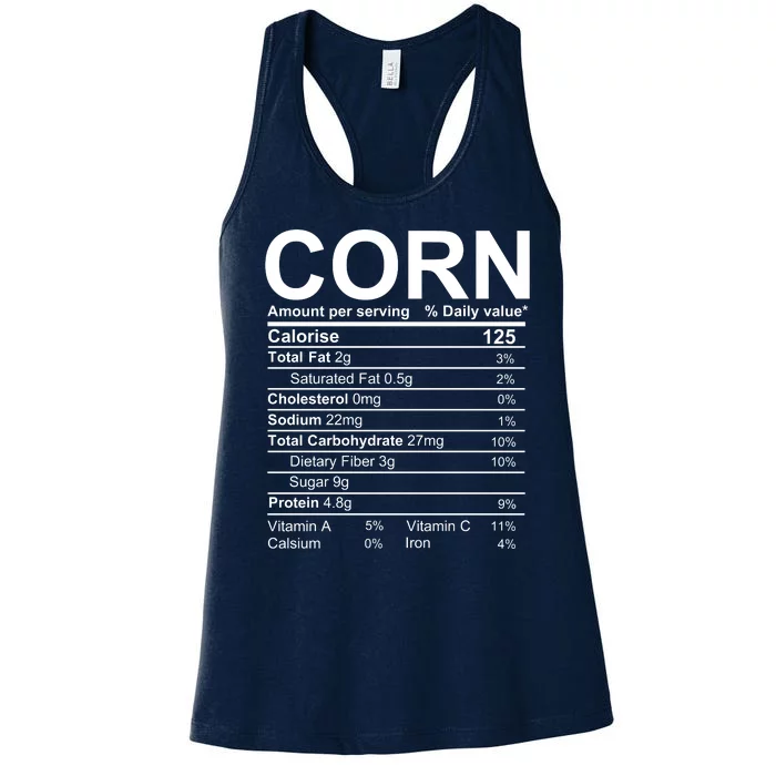 Corn Nutrition Facts Label Women's Racerback Tank