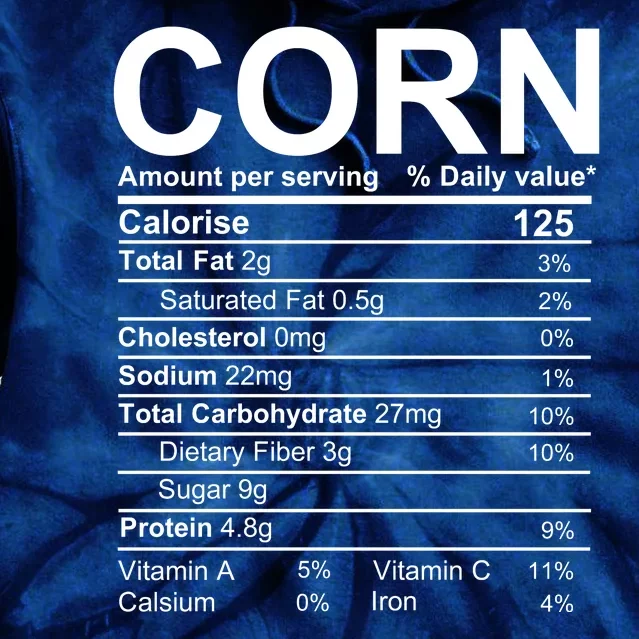 Corn Nutrition Facts Label Tie Dye Hoodie