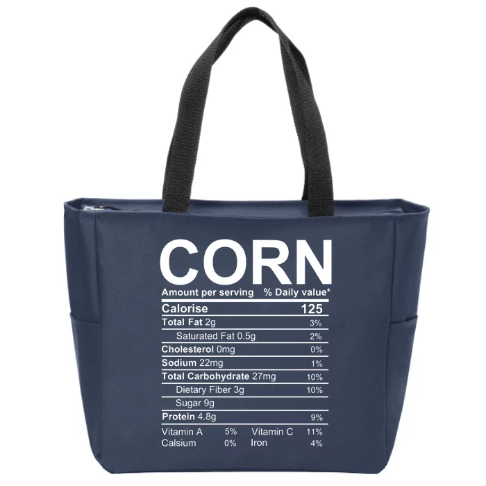 Corn Nutrition Facts Label Zip Tote Bag