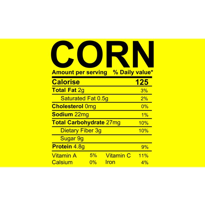 Corn Nutrition Facts Label Bumper Sticker