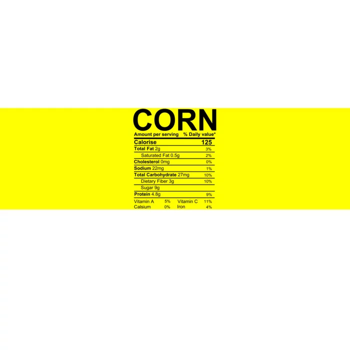 Corn Nutrition Facts Label Bumper Sticker