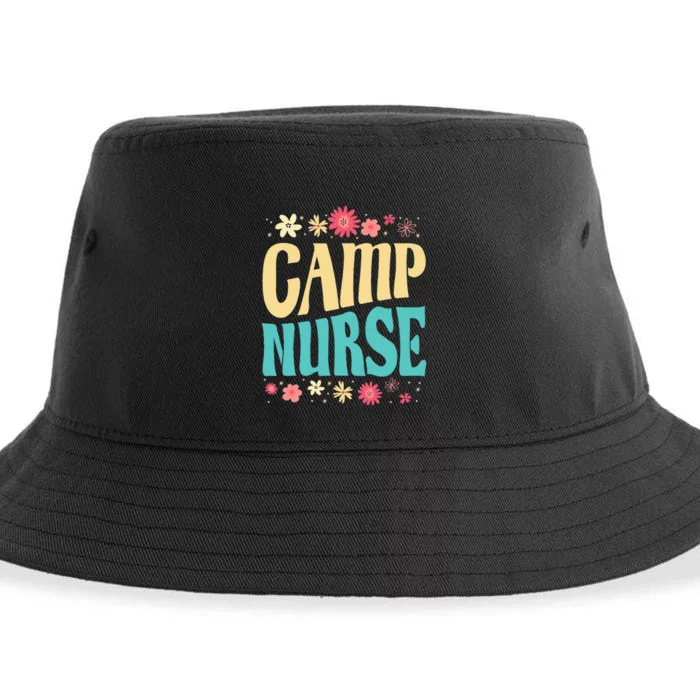 Camp Nurse Floral Outfit Summer Camping Registered Nurses Sustainable Bucket Hat