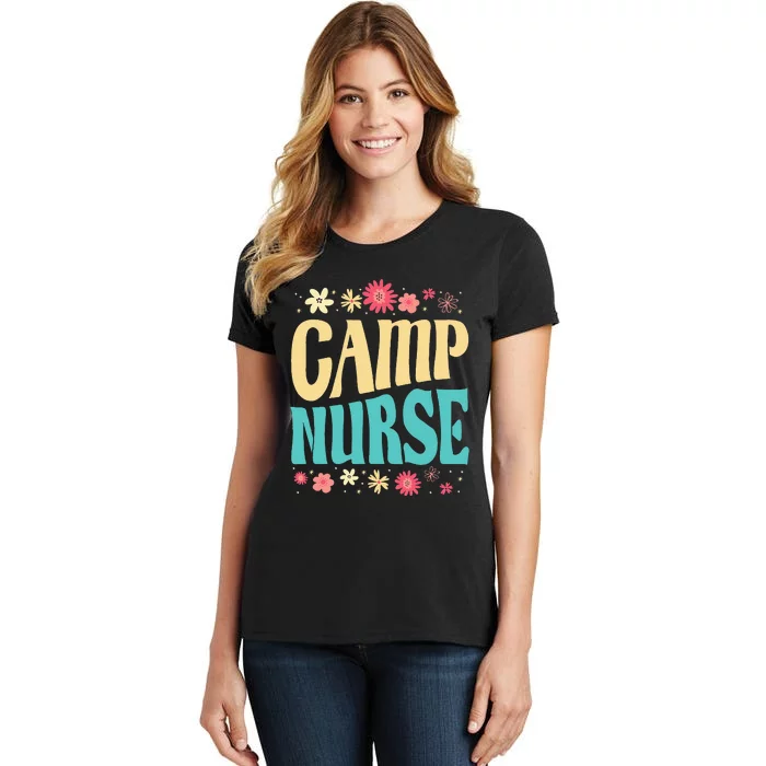 Camp Nurse Floral Outfit Summer Camping Registered Nurses Women's T-Shirt