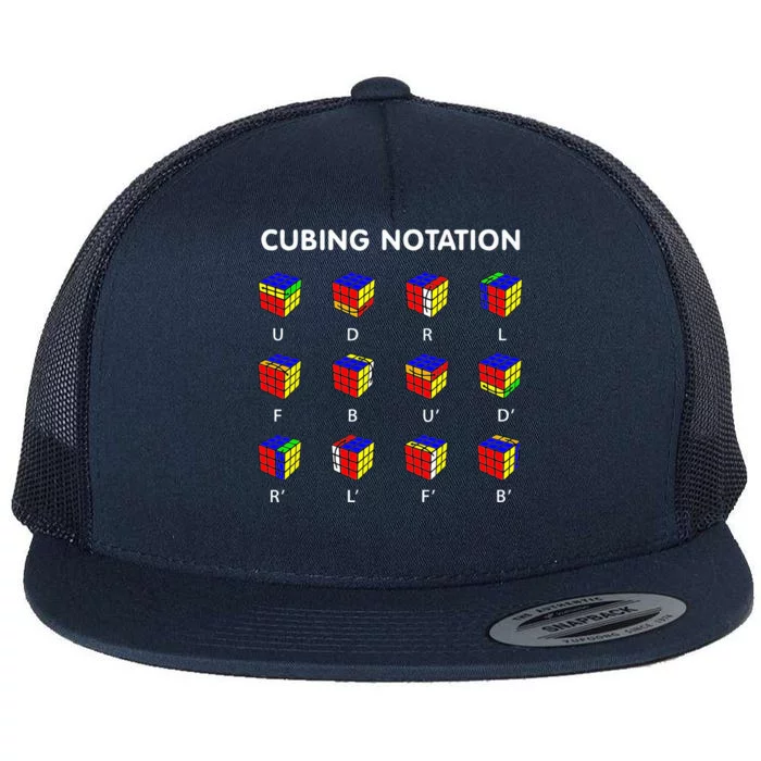 Cubing Notation Funny Speed Cubing Math Flat Bill Trucker Hat