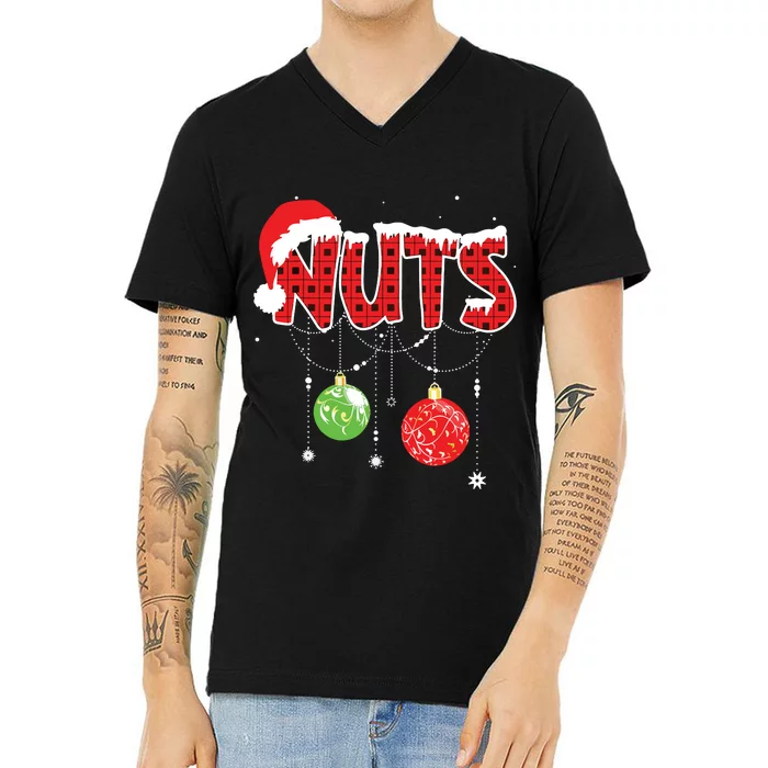 Chest Nuts Funny Matching Chestnuts Christmas Couples Nuts V-Neck T-Shirt