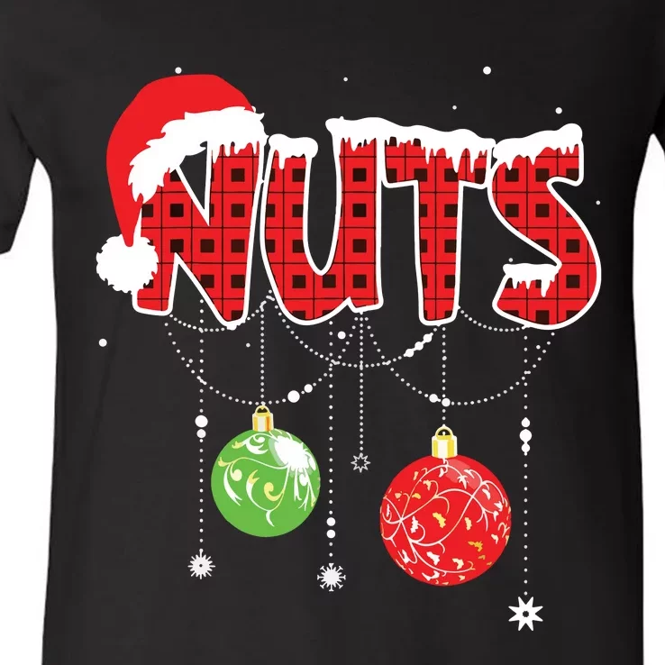 Chest Nuts Funny Matching Chestnuts Christmas Couples Nuts V-Neck T-Shirt