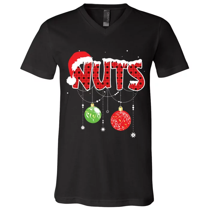 Chest Nuts Funny Matching Chestnuts Christmas Couples Nuts V-Neck T-Shirt