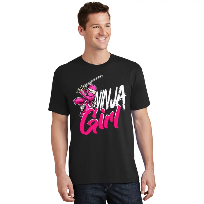 Cute Ninja Fighter Costume Pink Ninja T-Shirt