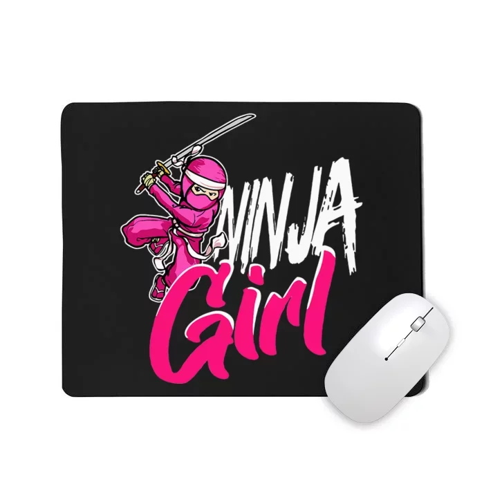 Cute Ninja Fighter Costume Pink Ninja Mousepad