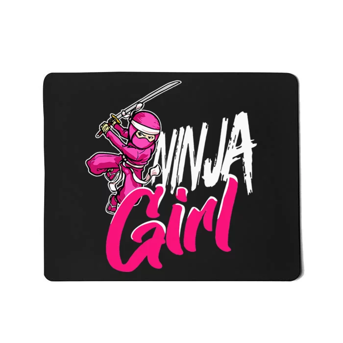 Cute Ninja Fighter Costume Pink Ninja Mousepad