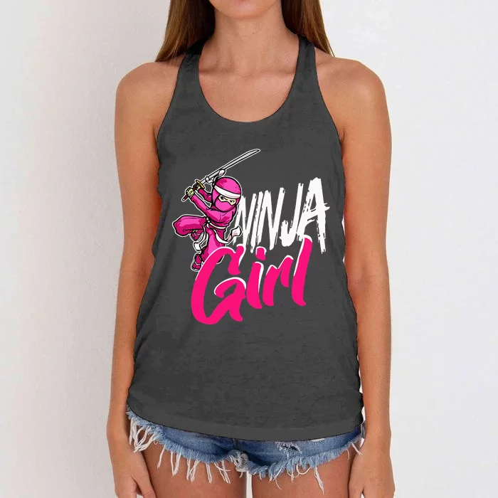 Cute Ninja Fighter Costume Pink Ninja Women's Knotted Racerback Tank