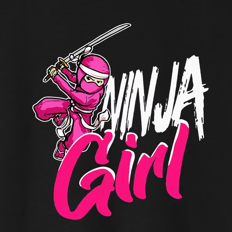 Cute Ninja Fighter Costume Pink Ninja Women's Crop Top Tee