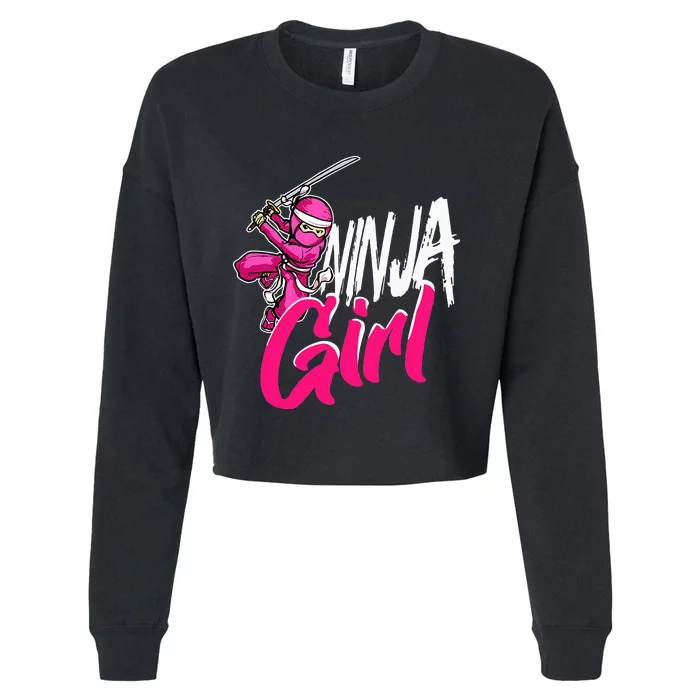 Cute Ninja Fighter Costume Pink Ninja Cropped Pullover Crew