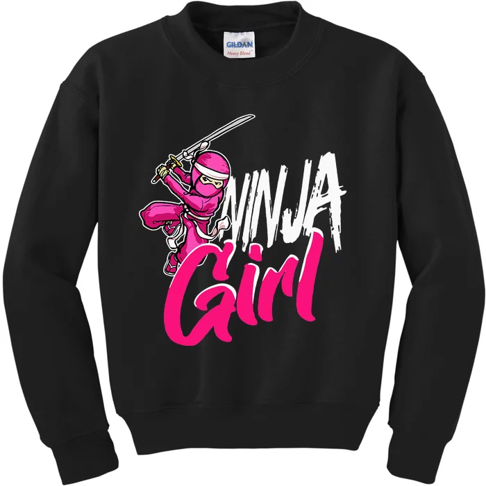 Cute Ninja Fighter Costume Pink Ninja Kids Sweatshirt