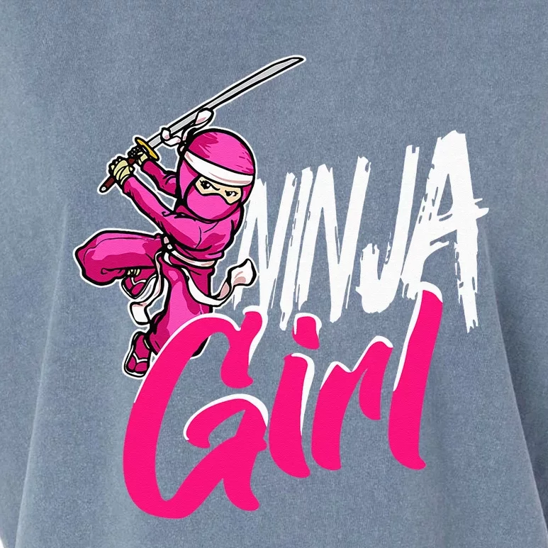 Cute Ninja Fighter Costume Pink Ninja Garment-Dyed Women's Muscle Tee