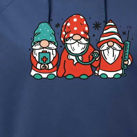 Christmas Nurse Gnomes Holiday Performance Fleece Hoodie