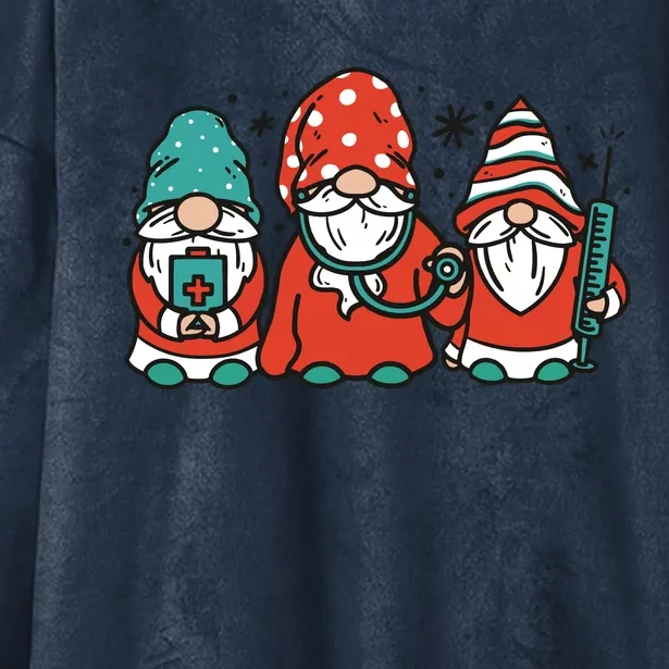 Christmas Nurse Gnomes Holiday Hooded Wearable Blanket