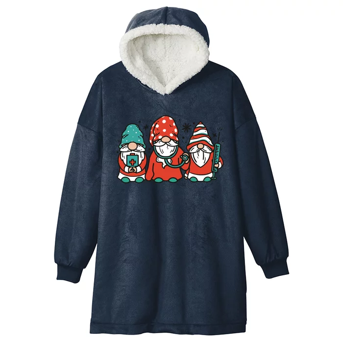 Christmas Nurse Gnomes Holiday Hooded Wearable Blanket