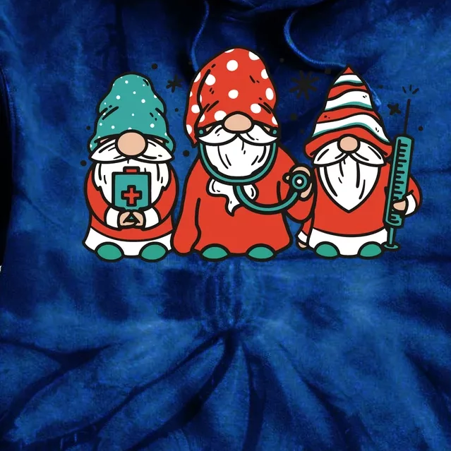 Christmas Nurse Gnomes Holiday Tie Dye Hoodie