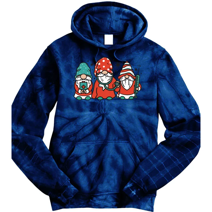 Christmas Nurse Gnomes Holiday Tie Dye Hoodie