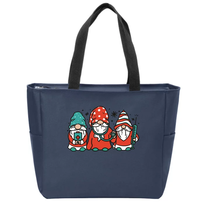 Christmas Nurse Gnomes Holiday Zip Tote Bag