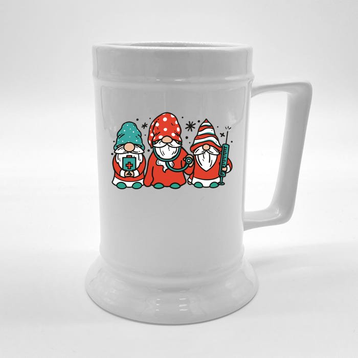 Christmas Nurse Gnomes Holiday Front & Back Beer Stein